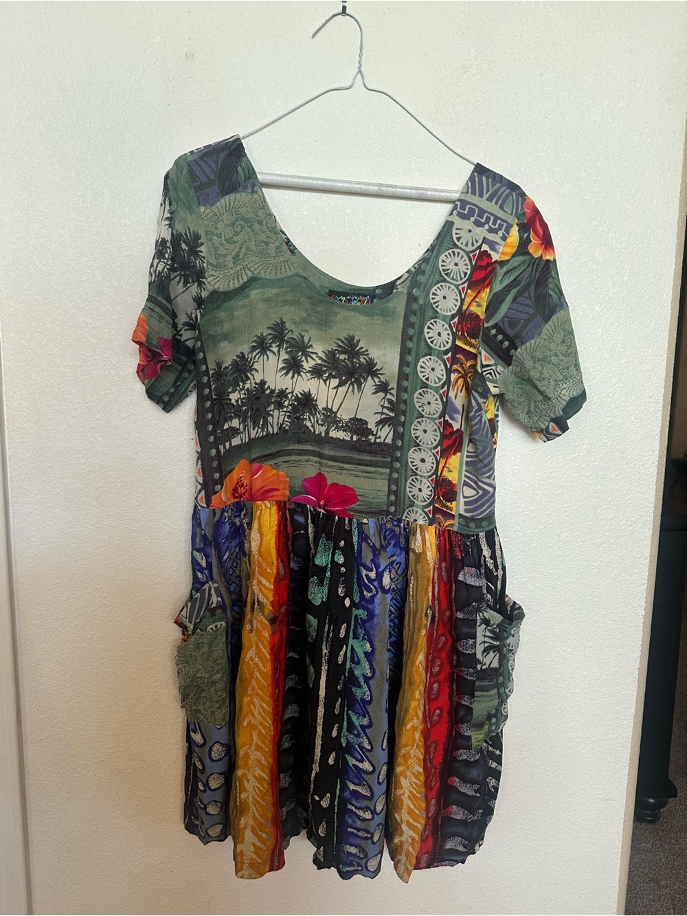 Jams World Green Multi-Color Mini Dress